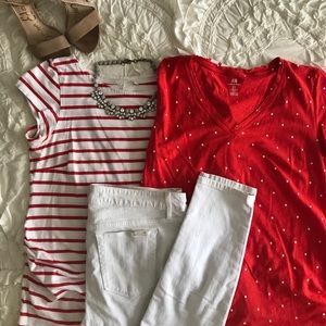 Red & White Maternity blouse bundle!